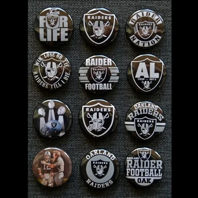Oakland Raiders - Botones de 1 1/2 pulgada - Juego de 12  Foto 1 de 2