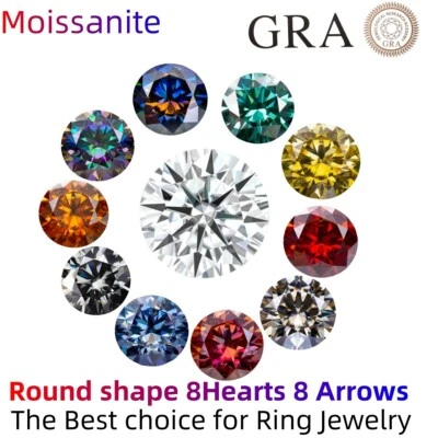 3-10mm 25colors Loose Round Moissanite with GRA Certificate Jewelry Accessories - Image 1 of 4