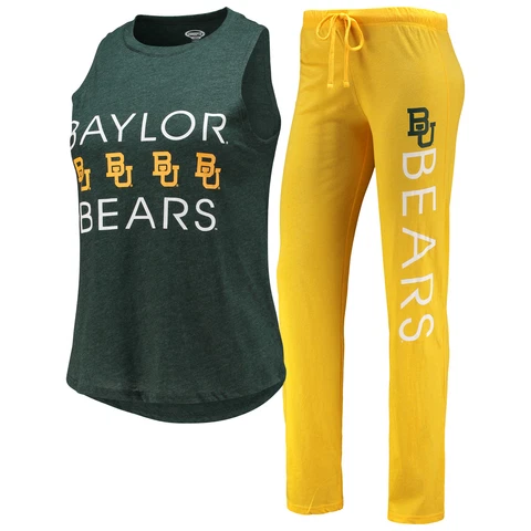 Women's Concepts Sport Gold/Green Baylor Bears Tank Top & Pants Sleep Set Cover