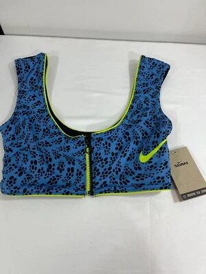 Top de bikini para mujer Nike pequeño fiesta punto recortado bajo impacto cremallera frontal azul Pacífico Foto 1 de 4