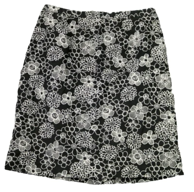 Маленький изысканный темно цветочный печать мини карандаш юбка с подкладкой черный белый 0 - Изображение 1 из 4