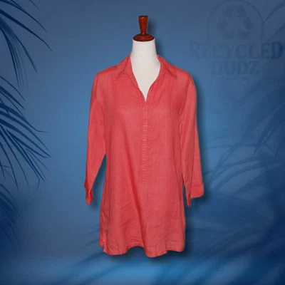 Top túnica Chico's talla 1 rojo 100 % lino simple informal Lagenlook náutico Foto 1 de 4