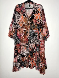 Taking Shape Plus Size 22 Womens Dress Floral Tiered Button Front Collared Tunic - Picture 1 of 10