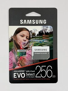 New Samsung 256GB MicroSDXC EVO Select Memory Card with Adapter MB-ME256DA/AM - Picture 1 of 6