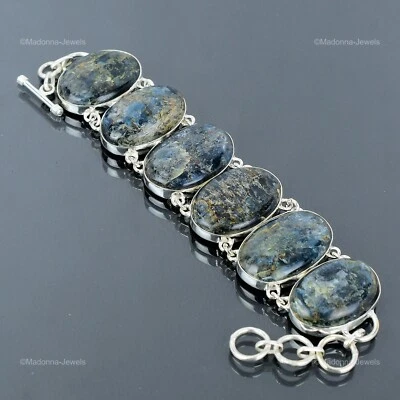 Валентинки продажи овальный натуральный кианит дочь цепочка безель браслет 925 серебро - Изображение 1 из 4