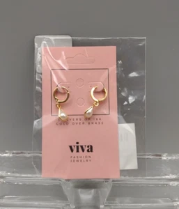 VIVA Orecchini Finta Perla Goccia Oro ~ 3 strati di Oro 18k su Ottone - Foto 1 di 8