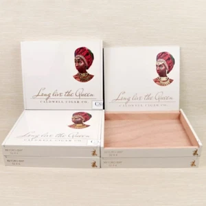 Lote de 5 cajas de cigarros de madera vacías Long Live the Queen Toro BXP 8" X 7" X 1" - Imagen 1 de 10