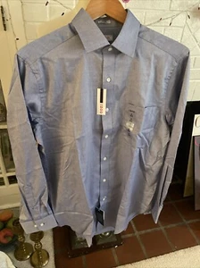 IZOD Mens SZ 16 32/33 Easy Care Medium Blue Button-Down Casual Dress Shirt NEW - Bild 1 von 8
