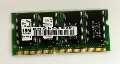 IBM 32MB 144PIN SODIMM NOTEBOOK MEMORY 4 CHIP 1 SIDE FRU 42H2819 USOFF2-MEM3BX1 - Image 1 of 2