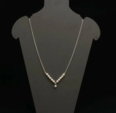 Collana a catena in argento sterling 925 con perle naturali / Anniversario... - Immagine 1 di 3