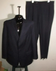 Men's NAUTICA Navy Blue Pin Striped Wool 2 Pc Suit Size 46 Long, 40X32 - Picture 1 of 12