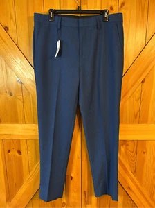 Burton London Blue Birdseye Suit Trousers Slim Fit Workwear Dress Pants Size 36R - Picture 1 of 8