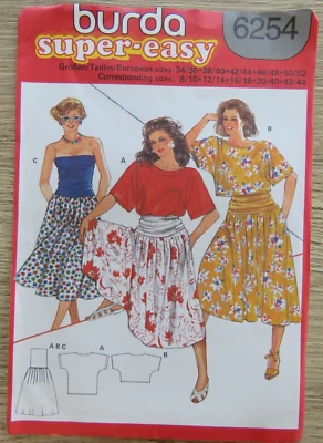 Burda 6254 Sewing pattern ladies Full Flared Boob Tube Dress Pullover Top 8-20 - Image 1 of 4