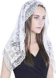 Lace Mantilla Catholic Veil Church Veil Chapel Veil Head Covering Latin Mass - Picture 1 of 4