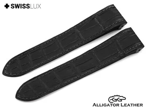 Genuine Alligator for CARTIER De SANTOS Black Crocodile Leather Watch Strap Band - Picture 1 of 11