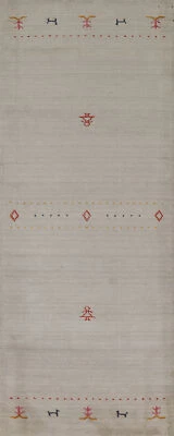 Alfombra Gabbeh de lana hecha a mano de alta calidad alfombra tribal corredor pasillo 3x8 Foto 1 de 4