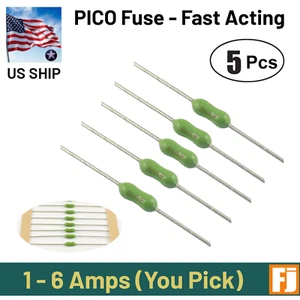 5 Pcs Pico Fuse 125/250V 1,1.25,2,3,4,5,6 amps | Sub Miniature | Fast | US Ship - Picture 1 of 3