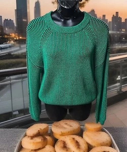 NWT No Boundaries Bright Vendor Green Ribbed W/Black Sweater Jr. Sz XXL (19) - Picture 1 of 9