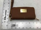 Michael Kors Womens Brown Pebbled Leather Credit Card Zipper Wristlet Wallet