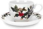 Portmeirion Home & Gifts The Holly & Ivy Tea Cup and Saucer, Ceramic, Set of 6