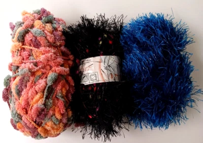 Lot of 3 Novelty Yarn Skeins Moda Dea Eyelash - Image 1 of 4