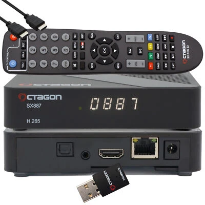 OCTAGON SX887 HD H.265 IP HEVC Smart IPTV Box M3U + 300 Mbits WiFi Stick - Bild 1 von 4