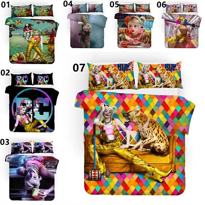 FANTASTIC QUILT Harley Quinn Single Double King Super King Bed Duvet Quilt Cover Set Pillowcase