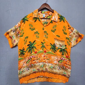 Fun Wear Mens Orange Button Up Short Sleeve Beach Shirt Size XL - Picture 1 of 7