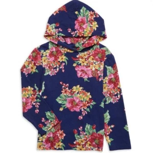 Polo Ralph Lauren Girls Blue Floral Cotton Hooded Sweatshirt XL (18-20) - Picture 1 of 6