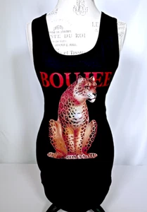 Fashion Nova Black Boujee Cheetah Women's Scalloped Tank Top Shirt NEW - Picture 1 of 7