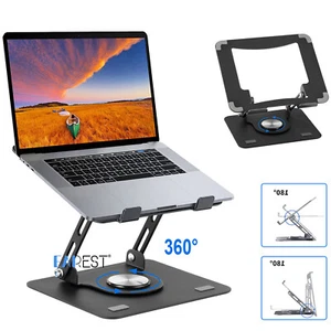 360° Metal Laptop Stand Riser Foldable Notebook Computer Holder Desk Adjutable - Picture 1 of 12