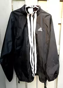 Chaqueta cortavientos Adidas vintage forro de malla pista cremallera completa para hombre talla L negra/blanca - Imagen 1 de 5