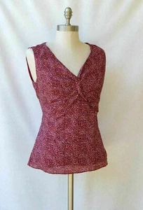 Neu mit Etikett Ann Taylor LOFT rot gepunktet Knoten V-Ausschnitt ärmellose Damen Bluse Top 0 2 10 12 - Bild 1 von 3