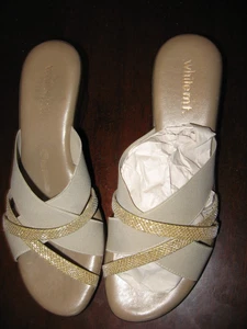 White Mtn,Sandals,Beige,3" heel ,Stretch Straps, Cushion Comfort,7  M - Picture 1 of 5
