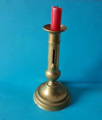 ANCIEN BOUGEOIR CHANDELIER En Laiton LEUCHTER CANDLESTICK CANDELIERE HT 19 cm - Photo 1/4