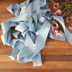 6 Yards 100 % Silk Ribbon 1.25" Dusty Blue  Favors Weddings Hair Bows Gifts - Picture 1 of 5