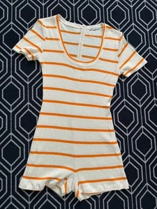 Zara Orange Stripe Knit Romper Size Large - Picture 1 of 3