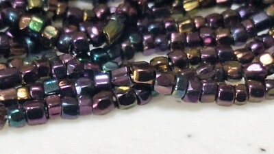 2 cuentas de semillas de vidrio Hanks antiguas metálicas de pavo real púrpura 16 gramos Foto 1 de 4