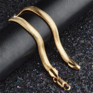 New Fashion Gold Bracelet Width 6MM Snake Chain Fashion Lady Men's Jewelry - Picture 1 of 4