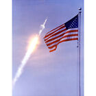 Space NASA Apollo 11 Saturn V Rocket Launch Flag Photo Wall Art Canvas Print