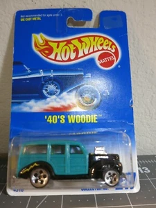 1991 Hot Wheels 40s Woodie Collector #217 Turquoise Blue Card 1992 NEW Panel Van - Picture 1 of 5