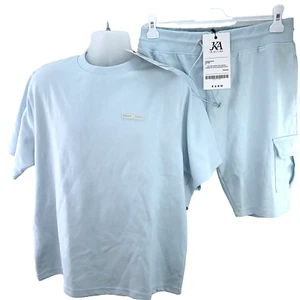 JK Attire T-shirt and Cargo Shorts Slim Fit Twin Set, Men's Size XXL, Blue - Picture 1 of 23