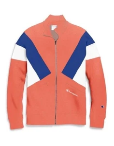 Champion Life Reverse Weave Colorblock Full Zip Logo Track Jacket Papaya Medium - Picture 1 of 6