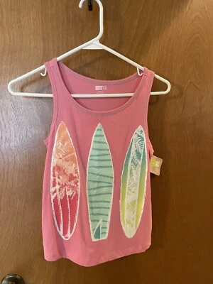 Crazy 8 Girls Size Medium (7-8) Light Pink Surfboard Graphic Tank Top NWT - Image 1 of 4