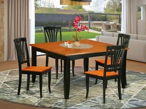 5pc dining set Parfait square table + 4 Avon wood chairs in cherry black finish - Picture 1 of 12