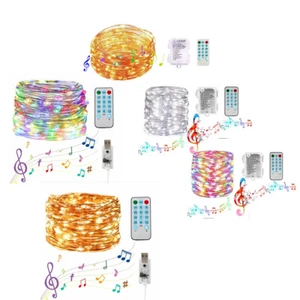 Sound Activated Music String 100 Lights Fairy Light Remote Bedroom Wedding Party - Picture 1 of 20