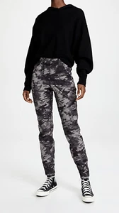 Spanx Stretch Twill Cargo Joggers XS Blackwash Camo Ankle Zip Pant Tummy Control - Picture 1 of 11