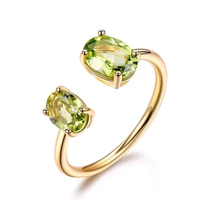 1,98 ct ovaler grüner Peridot Ring gelb 925 Silber - Bild 1 von 1