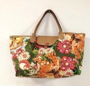 Auténtico Bolso de Mano Longchamp x ME COMPANY Estampado Botánico Edición Limitada Usado - Imagen 1 de 21