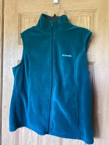 Columbia Ladies Size XL Dark Green Fleece Vest with Full Zipper & Pockets - Picture 1 of 5